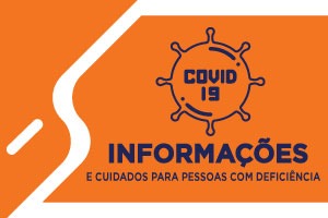fundo laranja com um ícone formando um vírus e dentro dele o texto: COVID 19.
