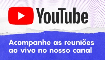 Logo do Youtube. Acompanhe as reuniões ao vivo no nosso canal