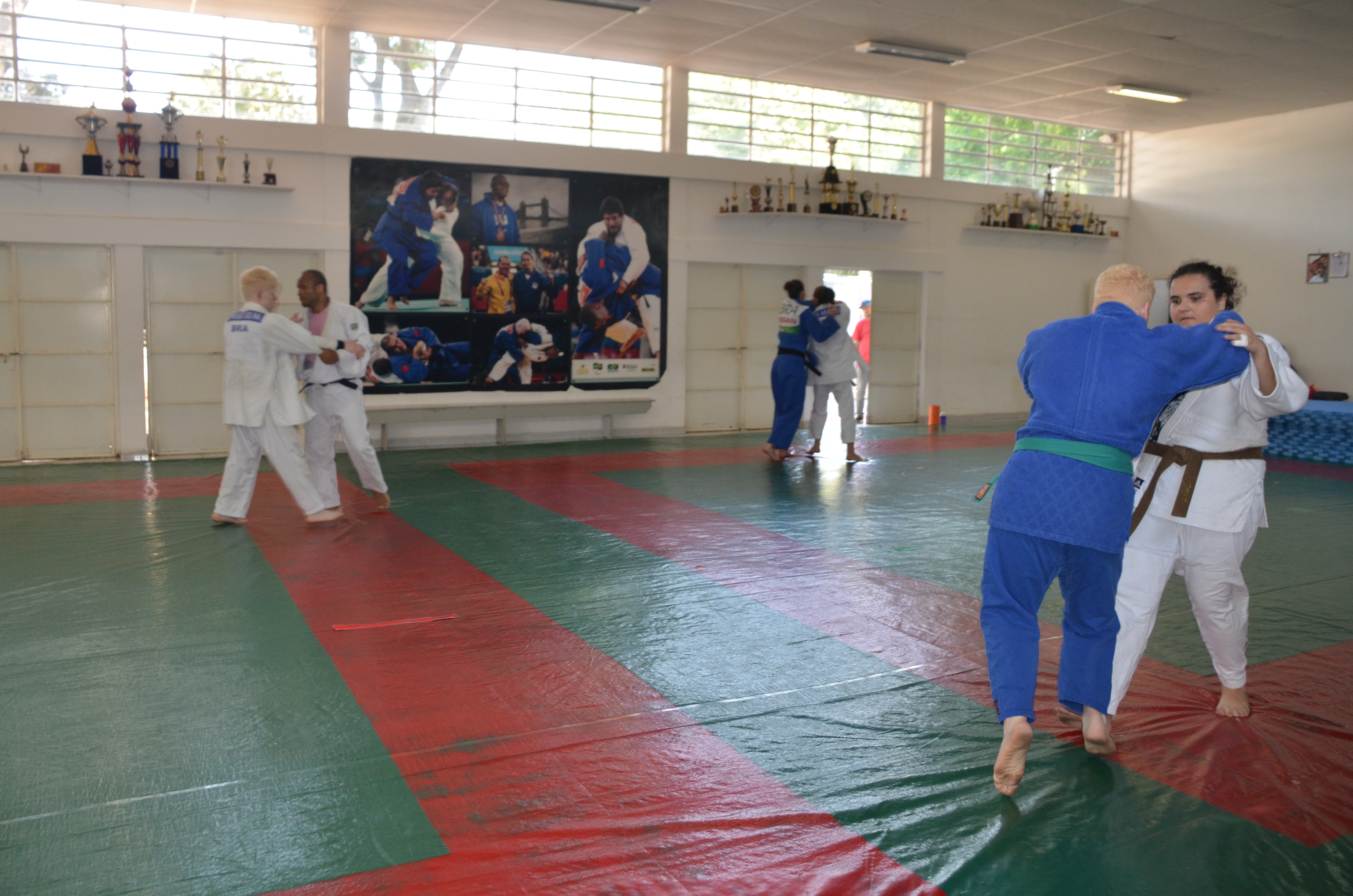 Na foto aparecem atletas de Judo em treinamento