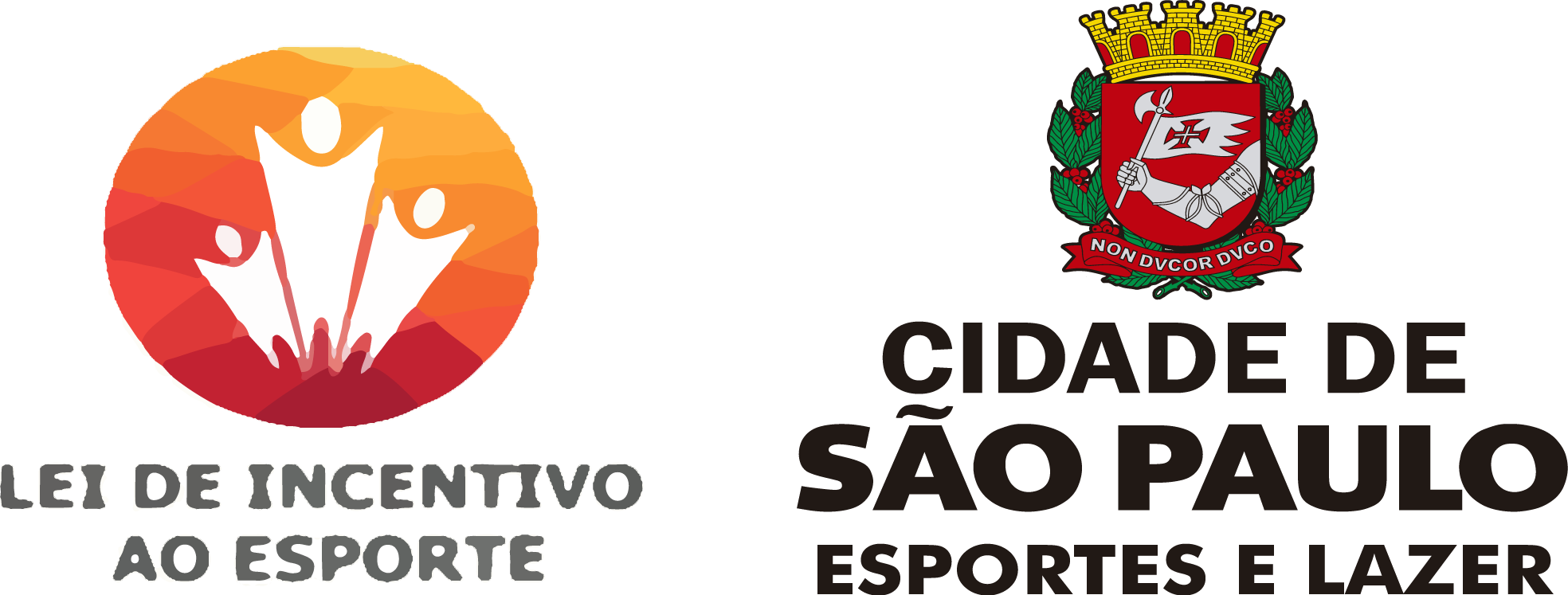 Na imagem, logo da Lei Municipal de Incentivo ao Esporte e o brasão da Secretaria Municipal de Esportes e Lazer.