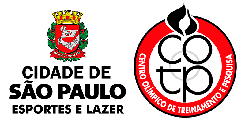 Na imagem, o brasão da Secretaria Municipal de Esportes e Lazer e o logo do Centro Olímpico de Treinamento e Pesquisa.