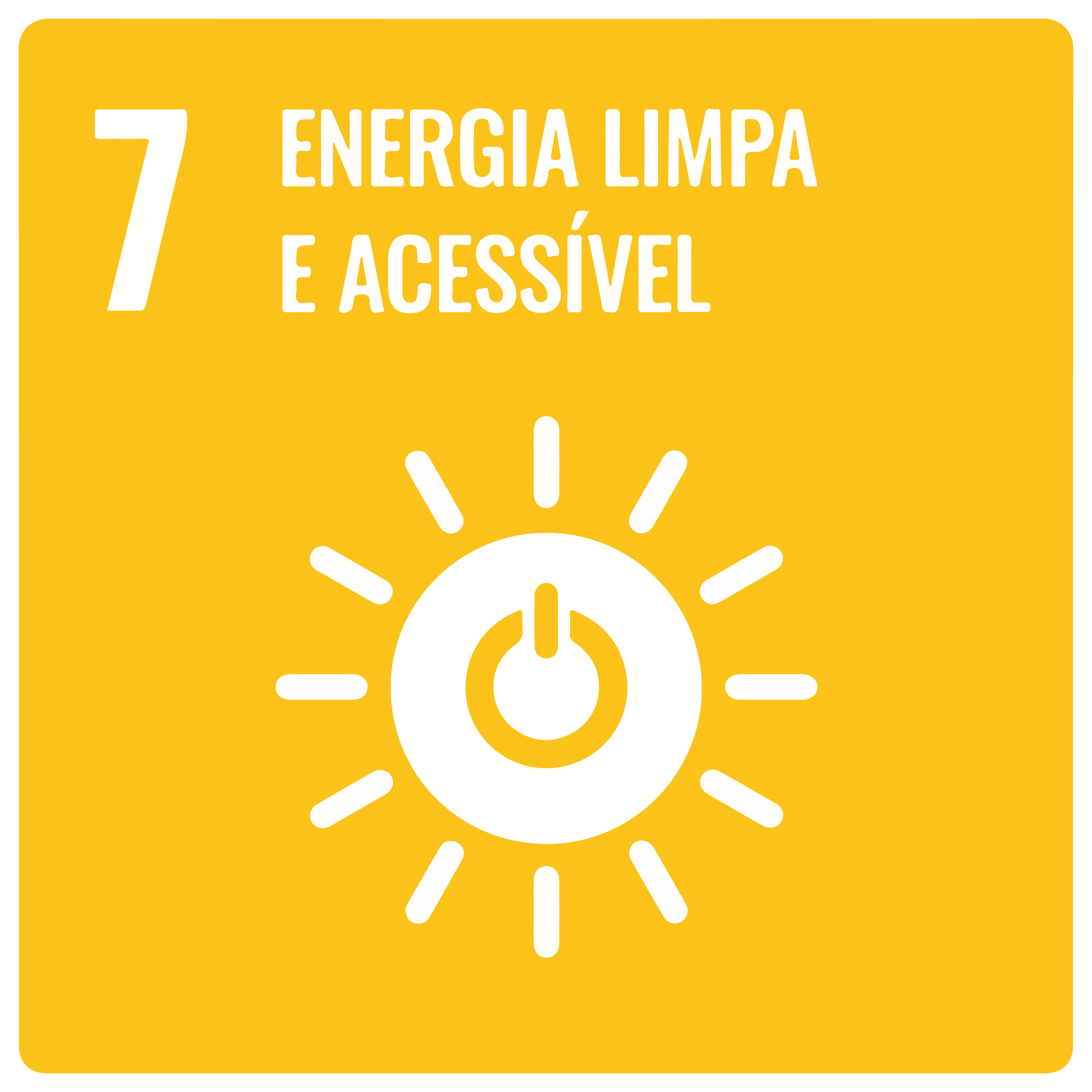 Na imagem, item 7 da ODS: Energia Limpa e Acessível