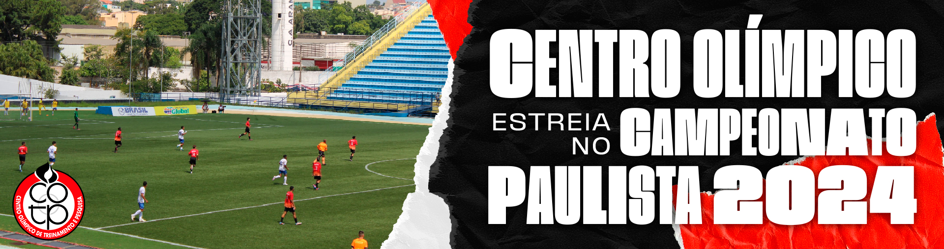 Na imagem, atletas do COTP em campo, contra a equipe do Santo André sub-17.