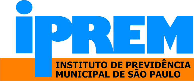 Logo em tons de azul e laranja escrito IPREM Instituto de Previdência Municipal de São Paulo