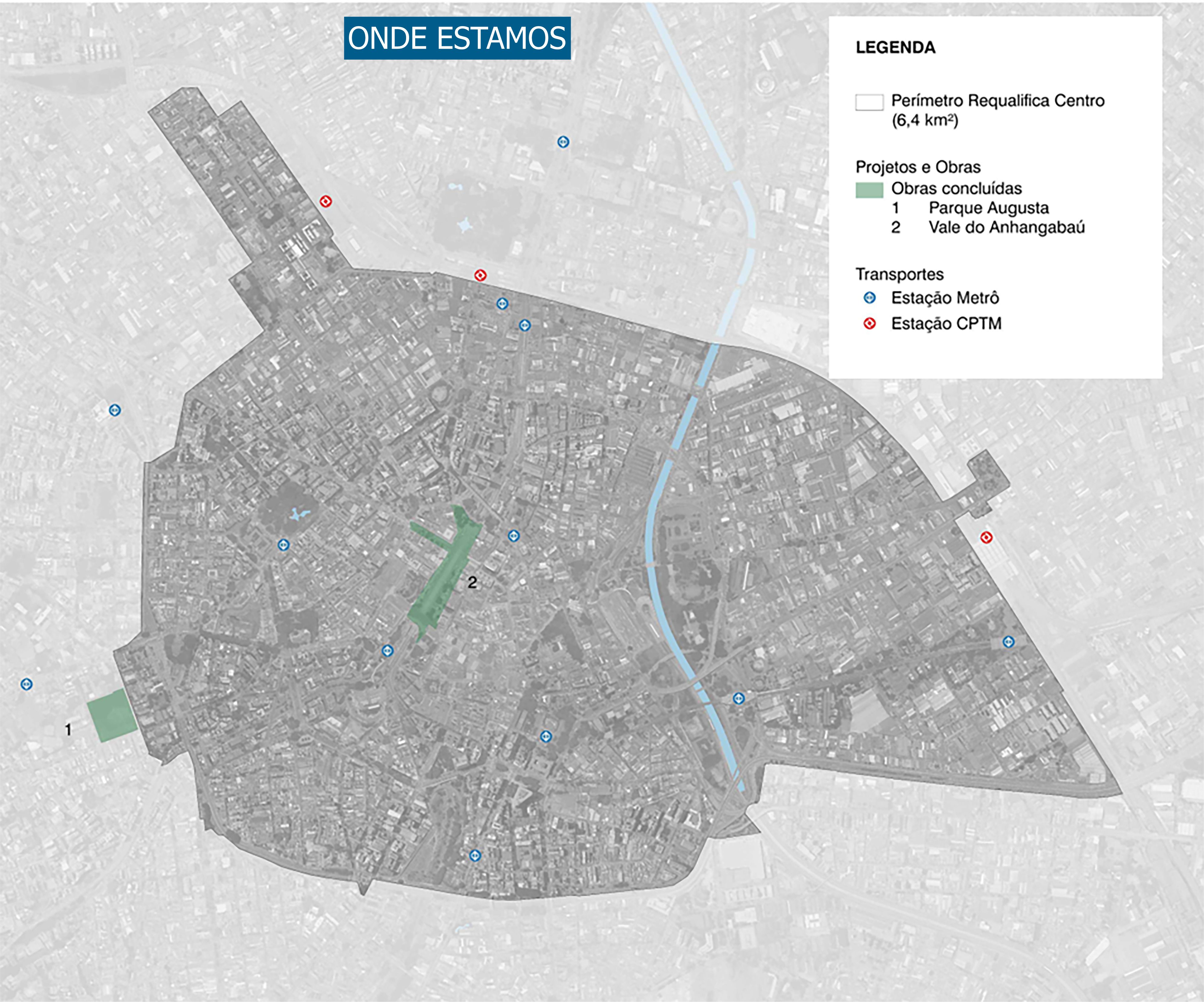 vista aérea de mapa da cidade de são paulo representando a atual situação do projeto "Todos pelo centro"
