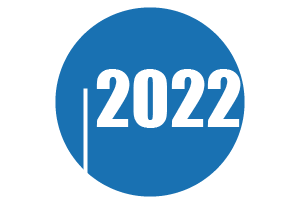 Ilustração - Círculo azul escrito em branco “2022”