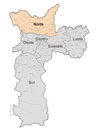 Mini Mapa Ilustrativo da Coordenadoria Regional de Saúde Norte