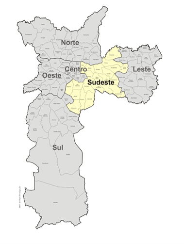 Mini Mapa Ilustrativo da Coordenadoria Regional de Saúde Sudeste