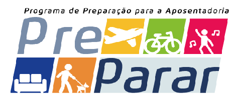 Logo oficial do programa PreParar com diversas imagens representando as possibilidades que o aposentado por realizar