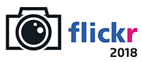 Ilustração de câmera fotográfica com o texto "flickr 2018"