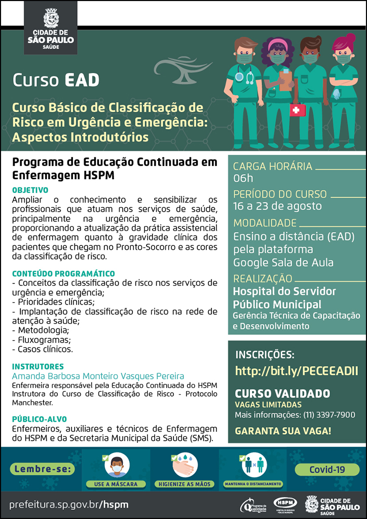 Cartaz de divulgação do curso em tons de verde, com as mesmas informações que constam no texto da matéria.