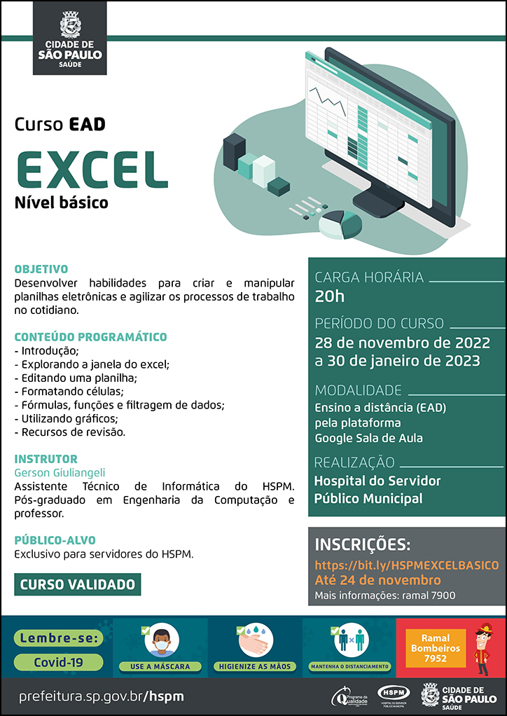 Cartaz com programação do  curso