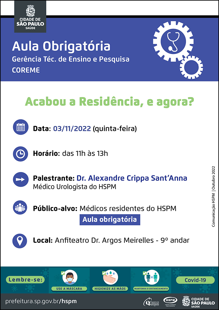 Cartaz com informações da aula