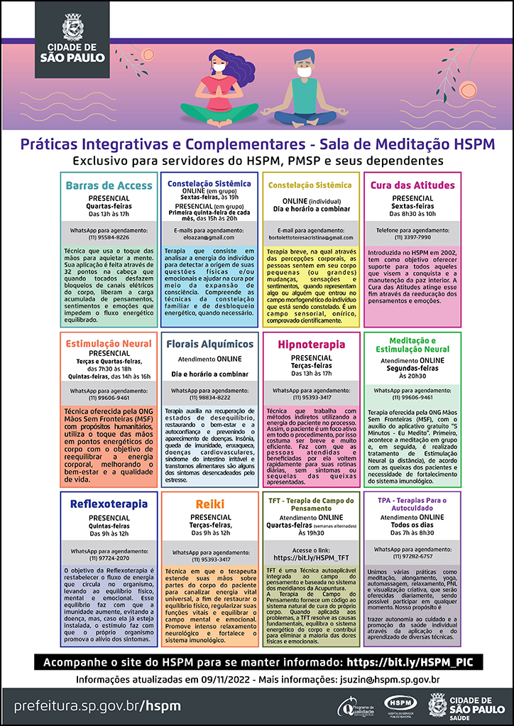 Cartaz com a programação das práticas integrativas e complementares de saúde