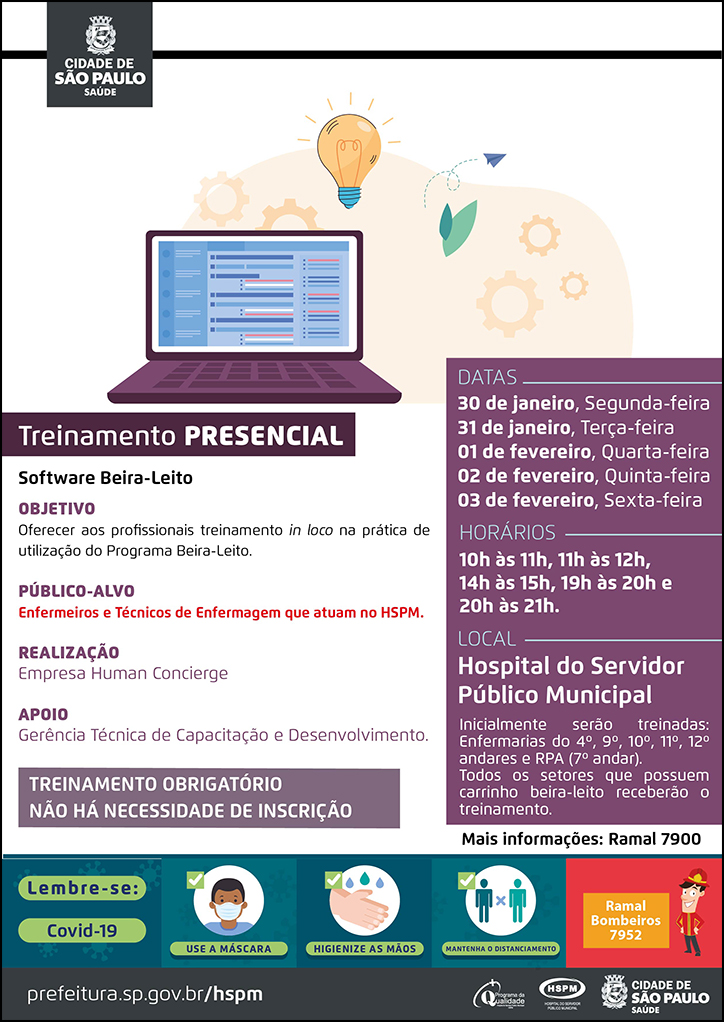 Cartaz com informações sobre o treinamento