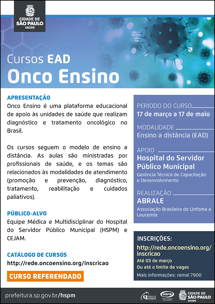 Cartaz com informações do curso