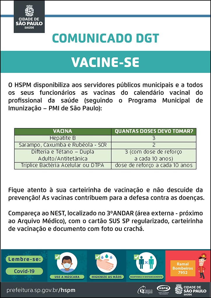 Cartaz com informações sobre a vacinação