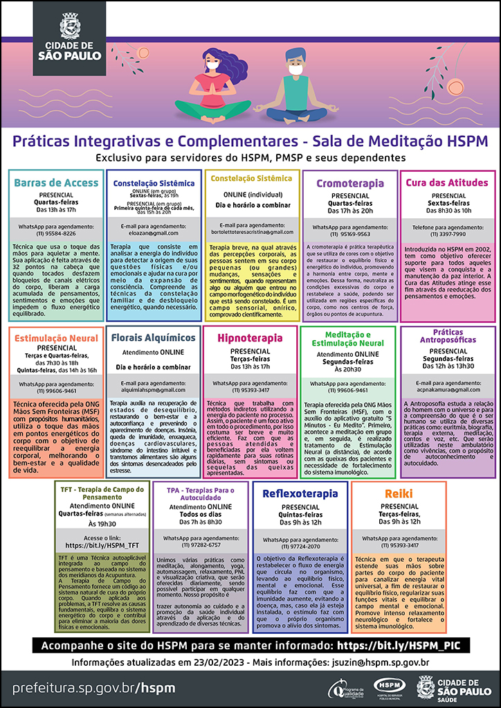 Cartaz com grade de horários