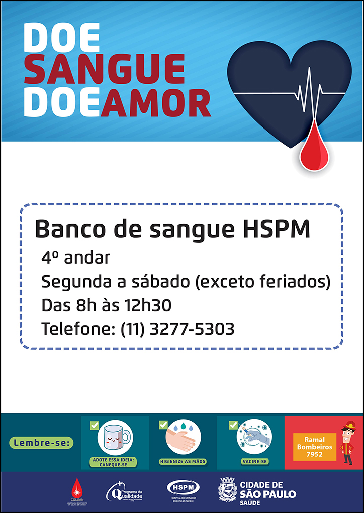 Cartaz com informações da doação de sangue no HSPM