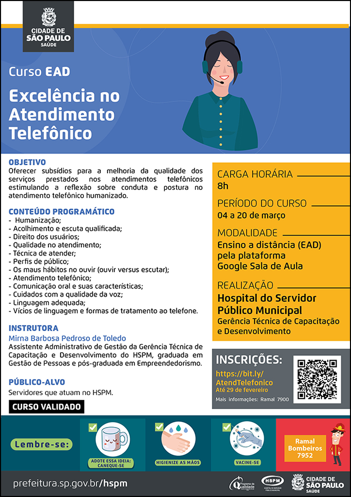 Cartaz com informações do curso