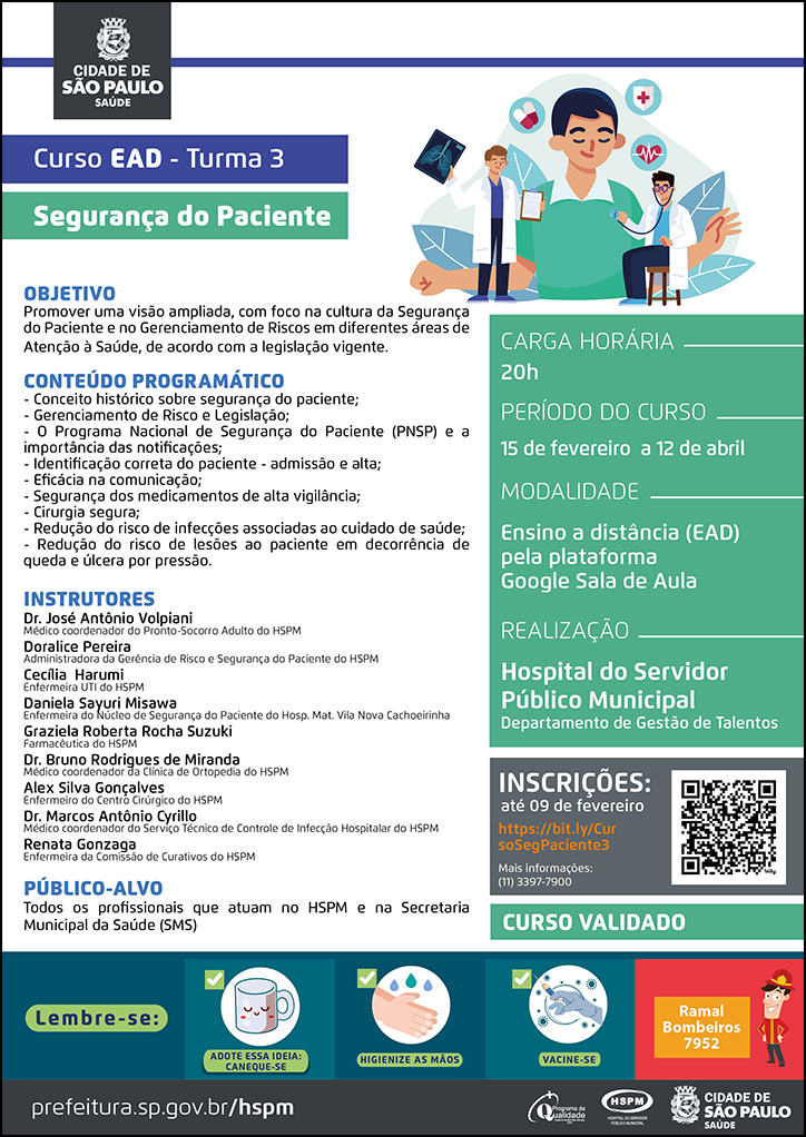 Cartaz com informações do curso