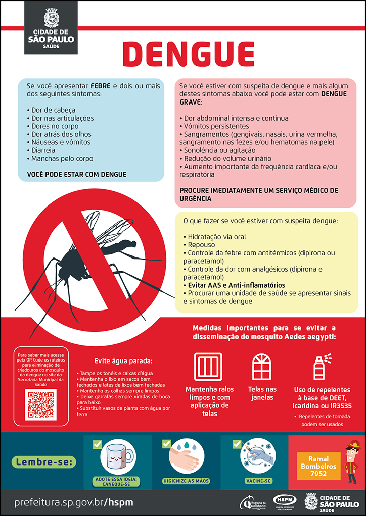 Cartaz informativo com informações sobre a dengue