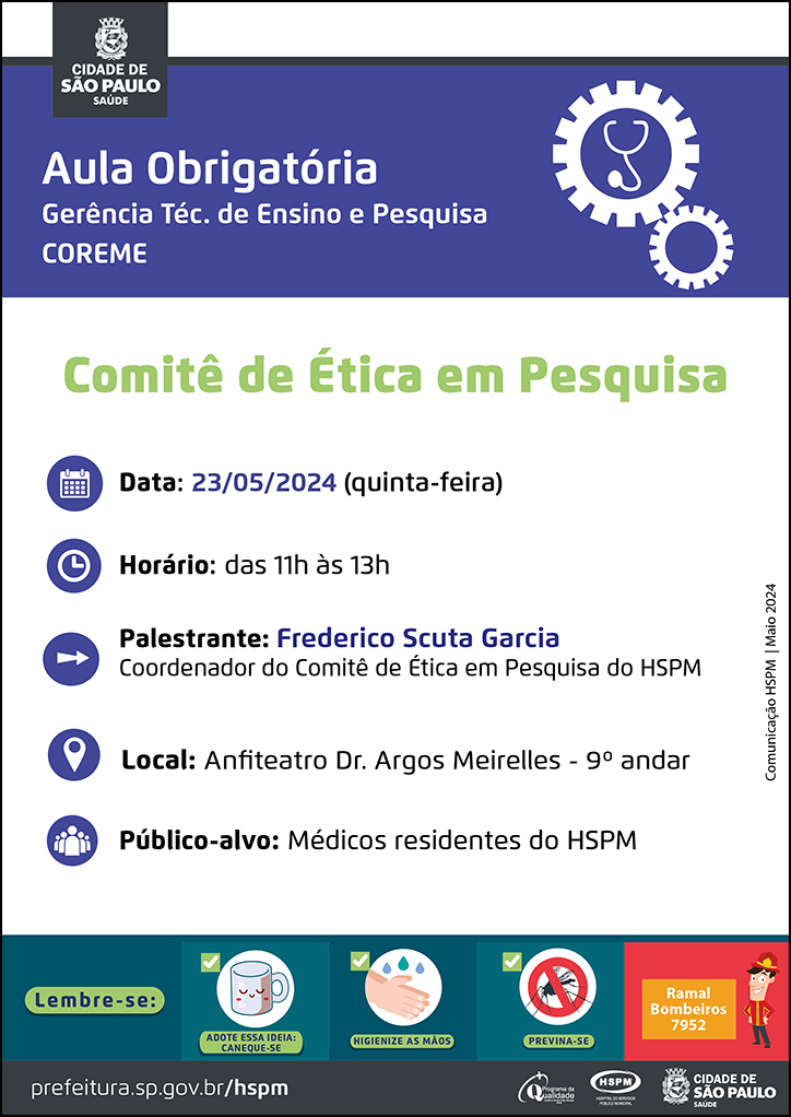 Cartaz com informações da aula