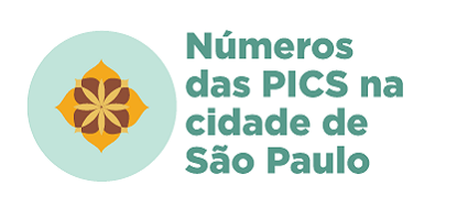 Arte possui fundo branco. À direita o texto em letras azuis diz: Números de PICS na cidade de São Paulo. À esquerda há a ilustração de uma flor