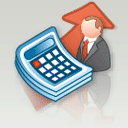 Imagem ilustrativa de uma calculadora com uma seta atrás e uma pessoa de terno à frente.