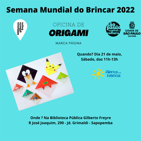 Oficina de origami biblioteca Gilberto Freire