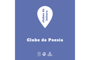 card na cor azul em que se lê "clube de poesia"