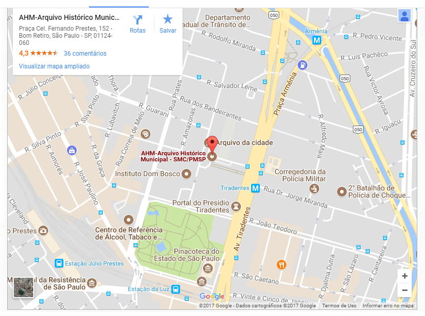Mapa da localização do AHM