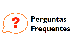 Imagem com uma interrogação dentro de um balão de diálogo à esquerda e o texto "perguntas frequentes" à direita.