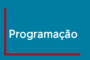 Imagem com fundo azul, linha na cor vermelha em "L" no canto inferior esquerdo da imagem. Ao centro, escrito em branco "Programação"