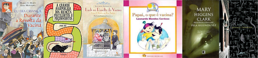 capas de seis livros sobre vacinas do acervo SMB (infantil e infantojuvenil)